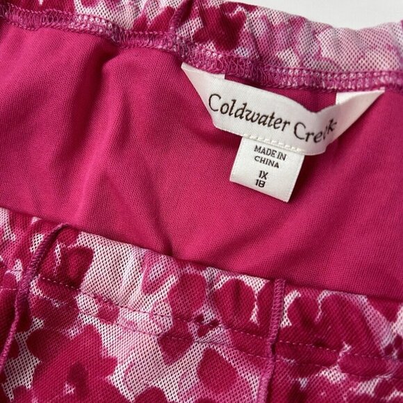 Coldwater Creek Pink Floral Midi Skirt Womens Size 1X 2X Pull On - Picture 3 of 8
